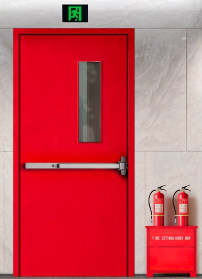 带推杠锁防火门